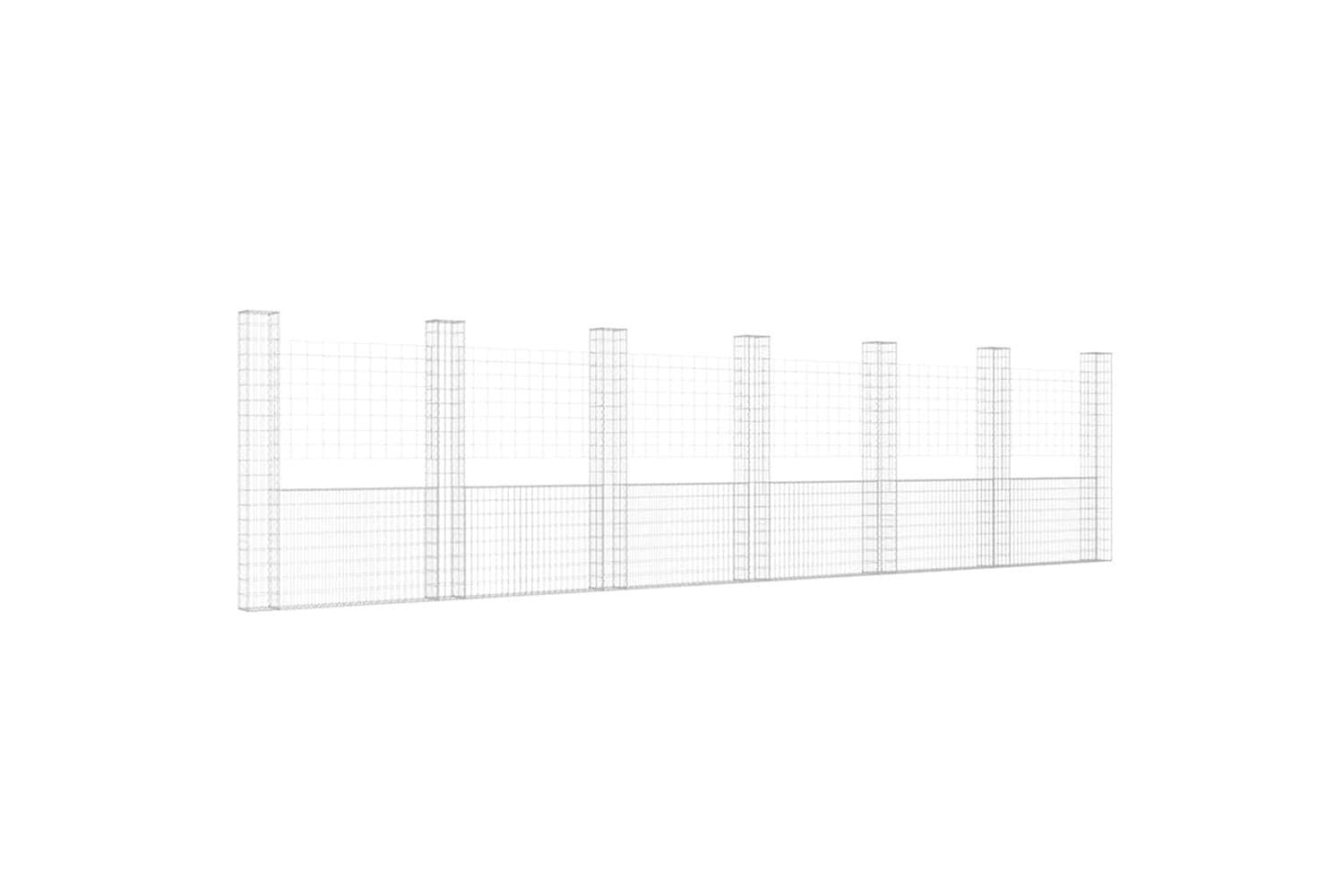 vidaXL 151294 U-shape Gabion Basket With 7 Posts Iron 740x20x200cm