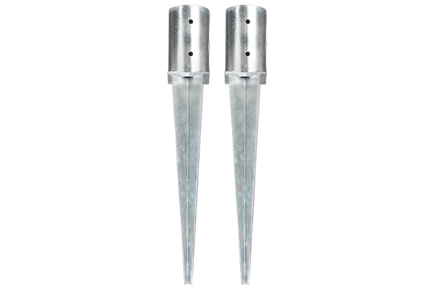 vidaXL 145429 Ground Spikes 2 Pcs Silver 8x61cm Galvanised Steel