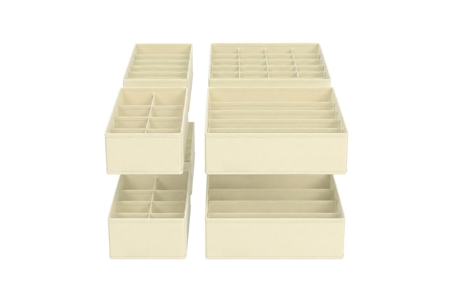 Songmics Set Of 8 Underwear Drawer Organisers | Fabric Storage Boxes | Beige