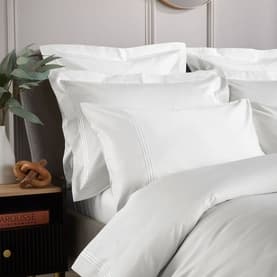 Triple Row Cord 800 Thread Count Standard Pillowcase Pair White on White