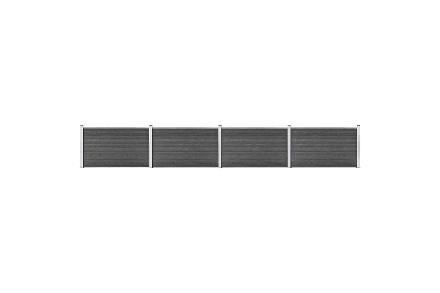 vidaXL 3070449 Fence Panel Set Wpc 699x105cm Black