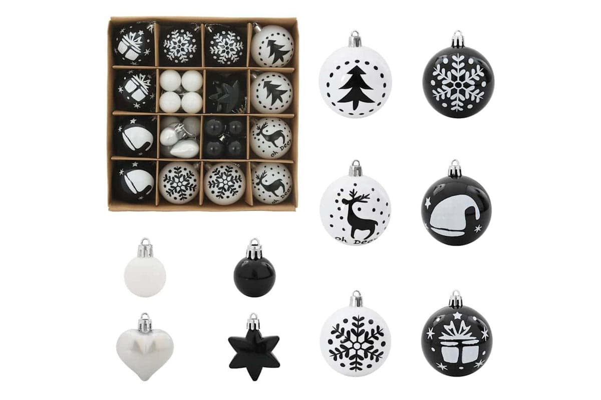 Vidaxl Christmas Bauble Set 40 Pcs Black And White