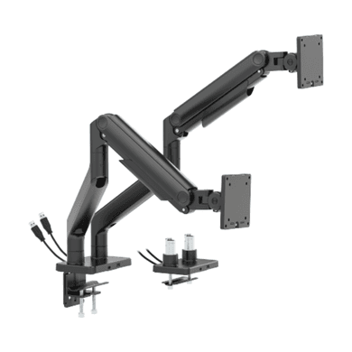 electriQ Dual Premium Monitor Arm with USB A/C Ports For Up to x2 45" Screen