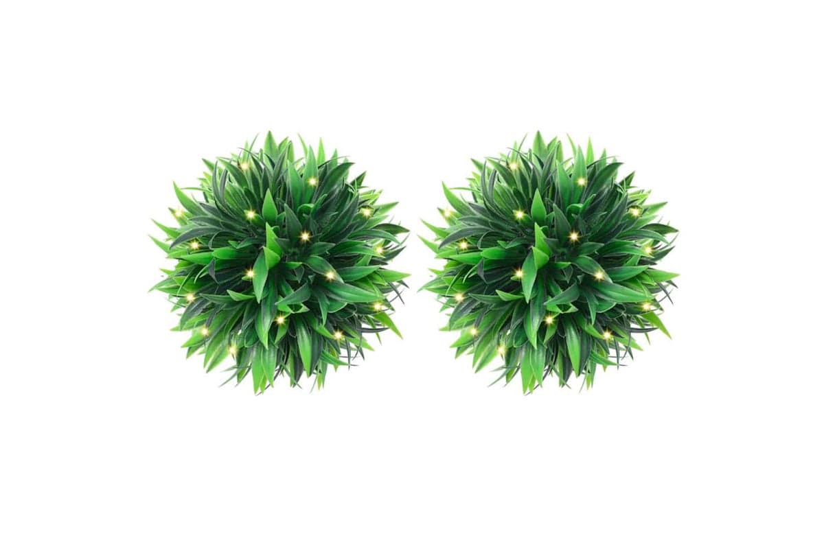Artificial Boxwood Balls With Led Lights 2 Pcs Green 30 Cm
