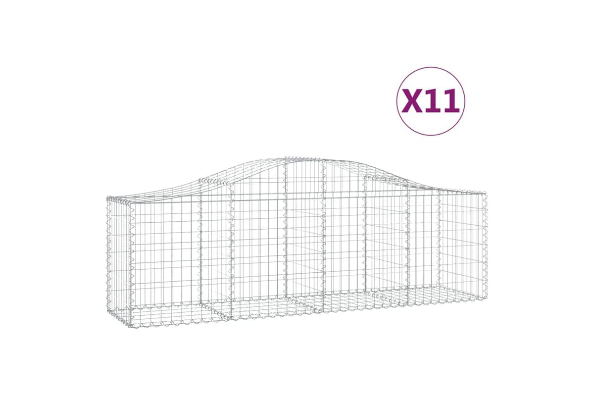 vidaXL 3145607 Arched Gabion Baskets 11 Pcs 200x50x60/80cm Galvanised Iron