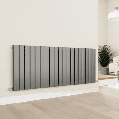 Eco Eleganza Anthracite Horizontal Flat Designer Aluminium Radiator 600x1425mm Single Panel 4373 BTU