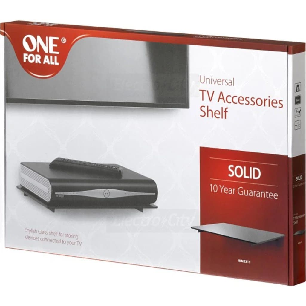 One For All 5mm Tempered Glass Shelf for Set-Top Boxes