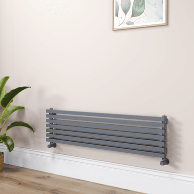 Ravello Linea Dark Grey Anthracite Square Designer Radiator 315x1200mm Single Panel 1771 BTU - Horizontal Bars