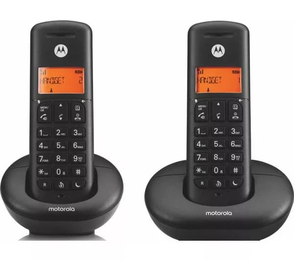 MOTOROLA E202 Cordless Phone - Twin Handsets, Black