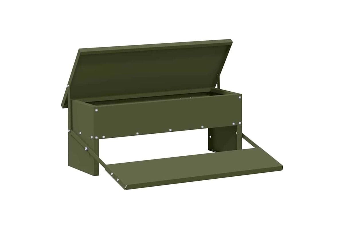 Vidaxl Chicken Treadle Feeder Olive Green 485 X 395 X 19 Cm