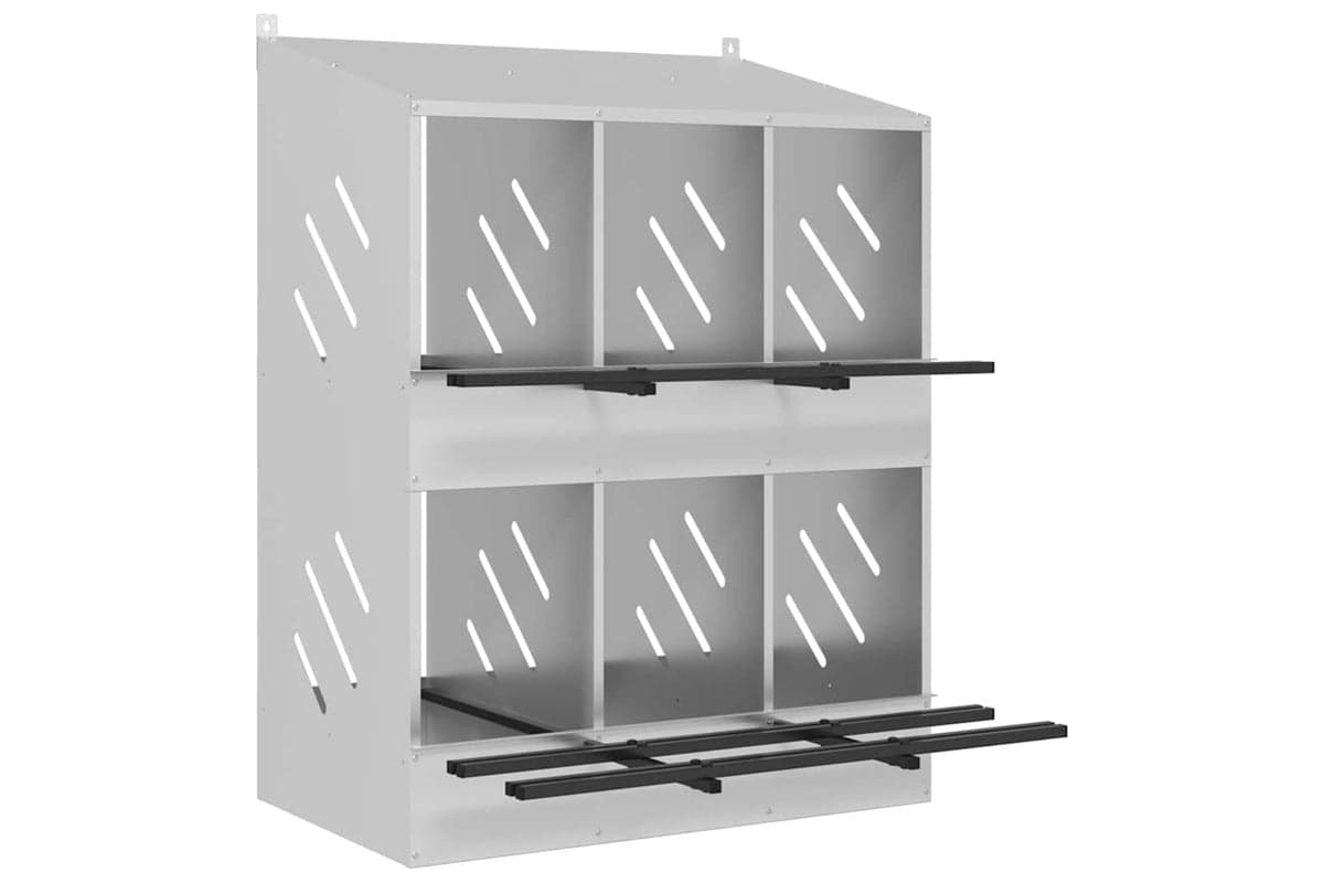Vidaxl Chicken Nesting Box With 6 Compartments Galvanized Silver Metal