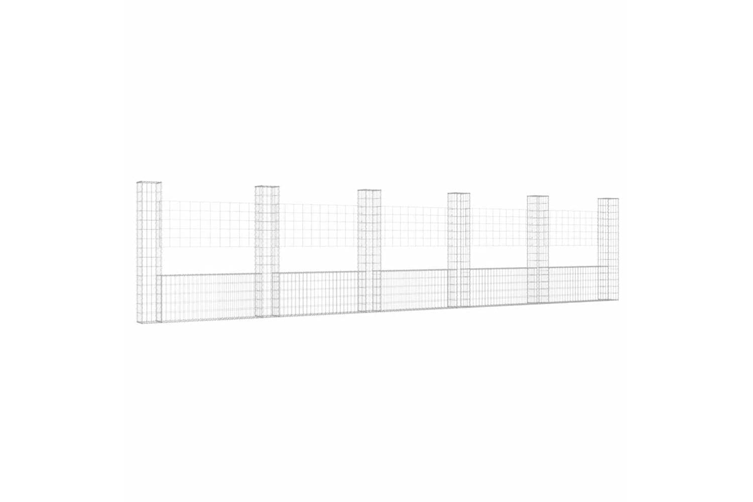 vidaXL 151286 U-shape Gabion Basket With 6 Posts Iron 620x20x150cm