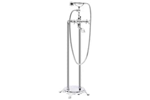 vidaXL 145093 Freestanding Bathtub Faucet Stainless Steel 99.5cm Silver