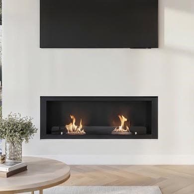 Bioethanol Media Wall Fireplace in Black - 50 Inch - AmberGlo