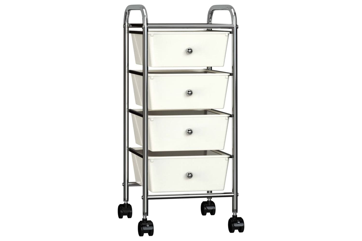 Vidaxl 320399 4-drawer Mobile Storage Trolley White Plastic
