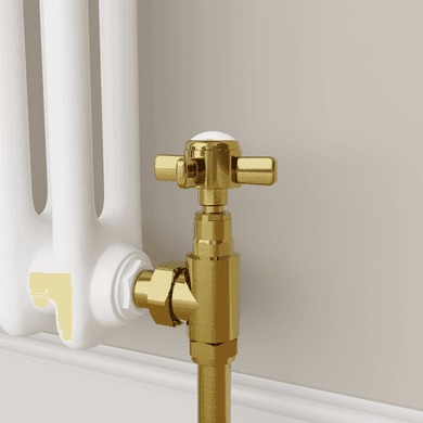 Refurbished Maesta Brushed Brass Traditional Manual Angled Radiator Valves (pair)