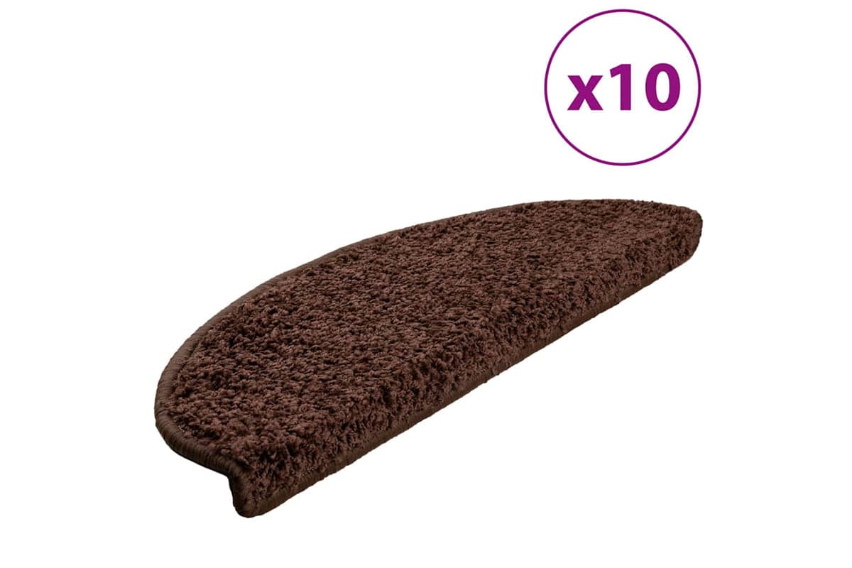 vidaXL 149805 Stair Mats 10 Pcs 65x21x4cm Brown