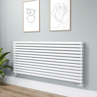 Sorrento Linea White Oval Designer Radiator 767x1800mm Double Panel 8239 BTU - Horizontal Bars