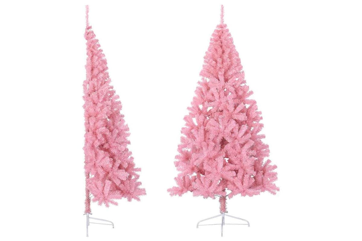 Vidaxl Artificial Half Christmas Tree With Stand Pink 210 Cm Pvc