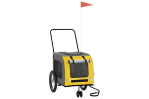 Vidaxl 93854 Pet Bike Trailer Yellow And Grey Oxford Fabric And Iron