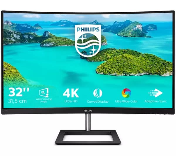 PHILIPS 328E1CA 4K Ultra HD 31.5" Curved LED Monitor - Black