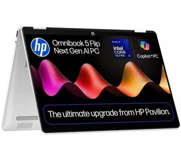 HP OmniBook 5 Flip NGAI 14" 2 in 1 Laptop - Intel® Core™ Ultra 5, 512 GB SSD, Silver