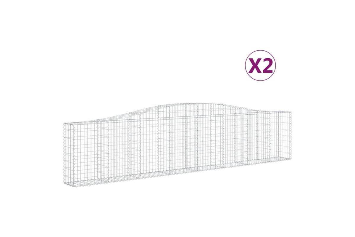 vidaXL 3145813 Arched Gabion Baskets 2 Pcs 400x30x80/100cm Galvanised Iron