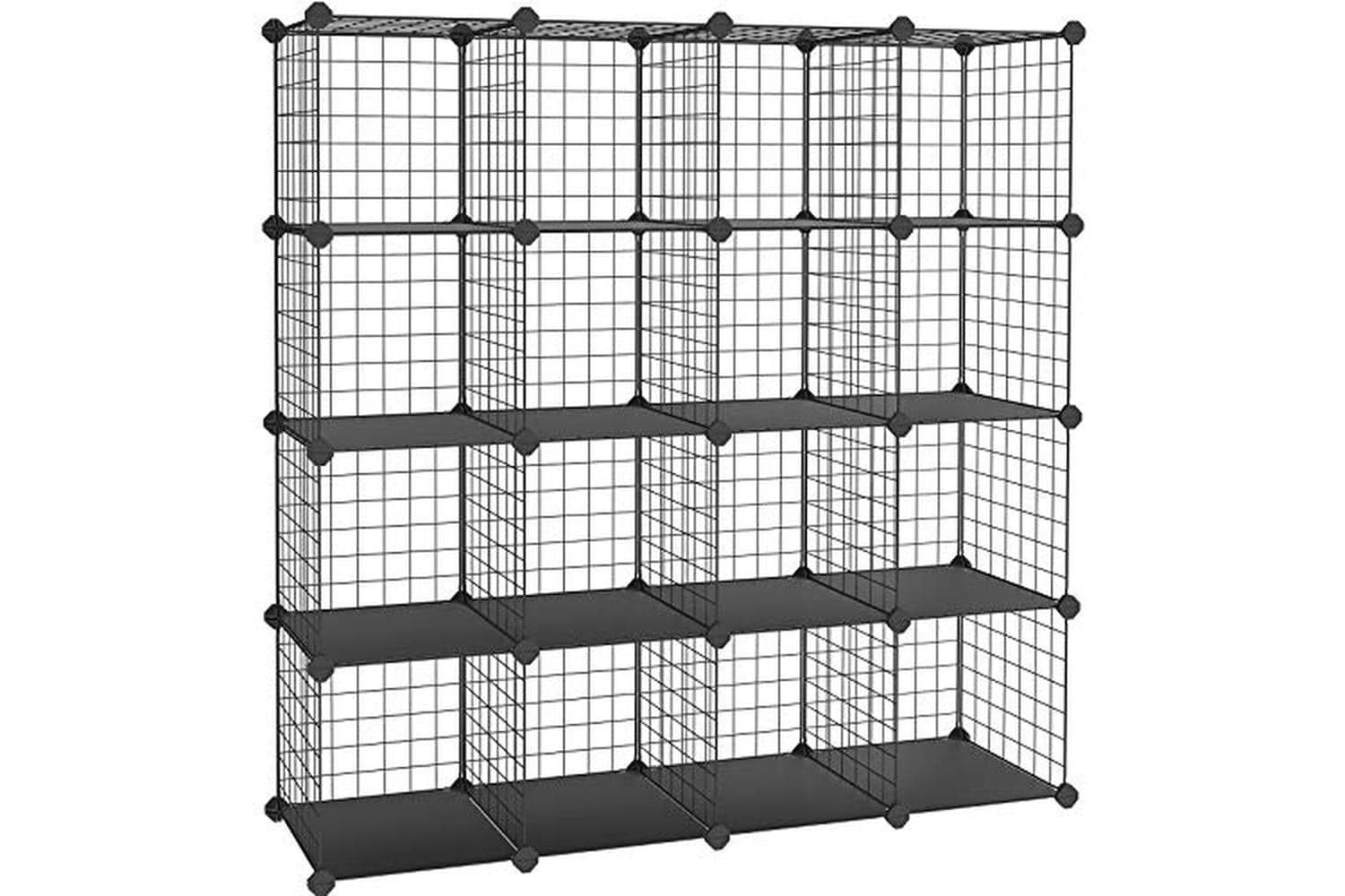 Songmics 16 Cube Metal Wire Storage Organiser | Modular Shelving | Metal Wire | 123 X 31 X 123 Cm