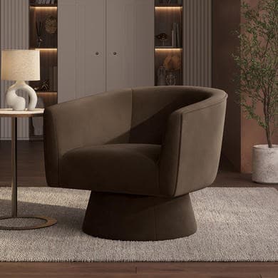 Brown Velvet Swivel Armchair - Cairo