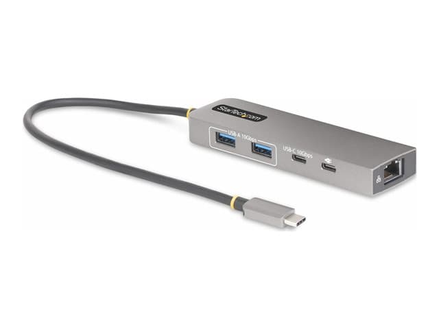 STARTECH.COM - Startech 3-Port USB-C Hub with 2.5 Gigabit Ethernet and 100W Power Delivery Passthrough Laptop Charging, USB-C to 2x USB-A/1x USB-C, USB 3.2 10Gbps Type-C Adapter Hub - Windows/macOS/Linux/Chromebook (10G2A1C25EPD-USB-HUB) - hub - compact - 3 ports