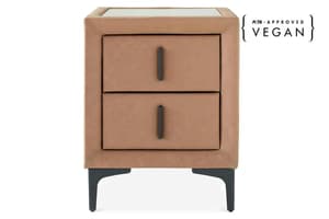 Lewis Bedside Locker | Vegan Leather | 2 Drawer | Tan