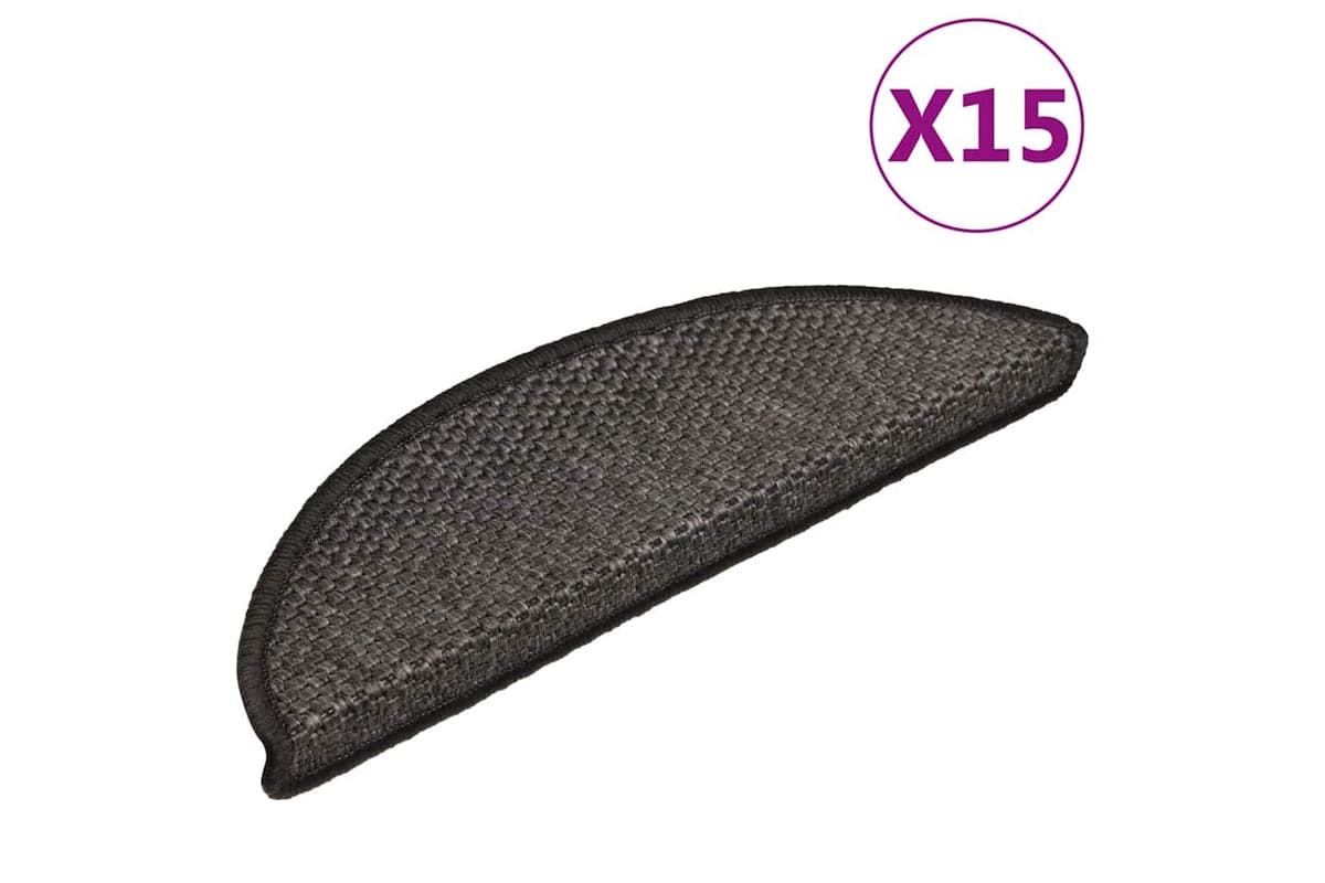 vidaXL 326861 Self-adhesive Stair Mats Sisal-look 15 Pcs 56x20cm Anthracite
