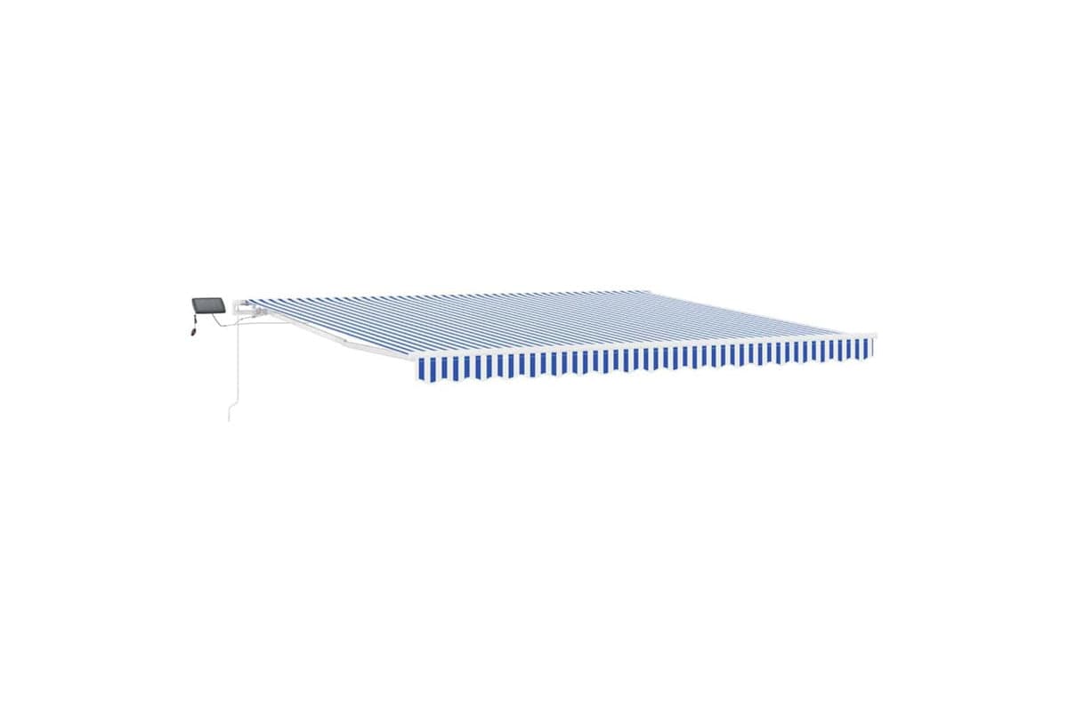 Vidaxl Retractable Awning With Blue And White 5 X 3 M Fabric And Metal