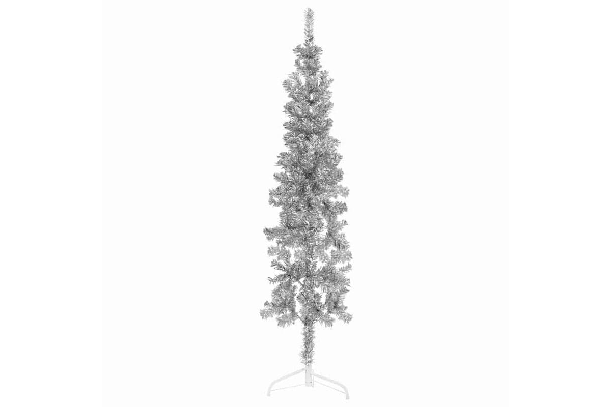 Vidaxl Slim Artificial Half Christmas Tree With Stand Silver 150 Cm