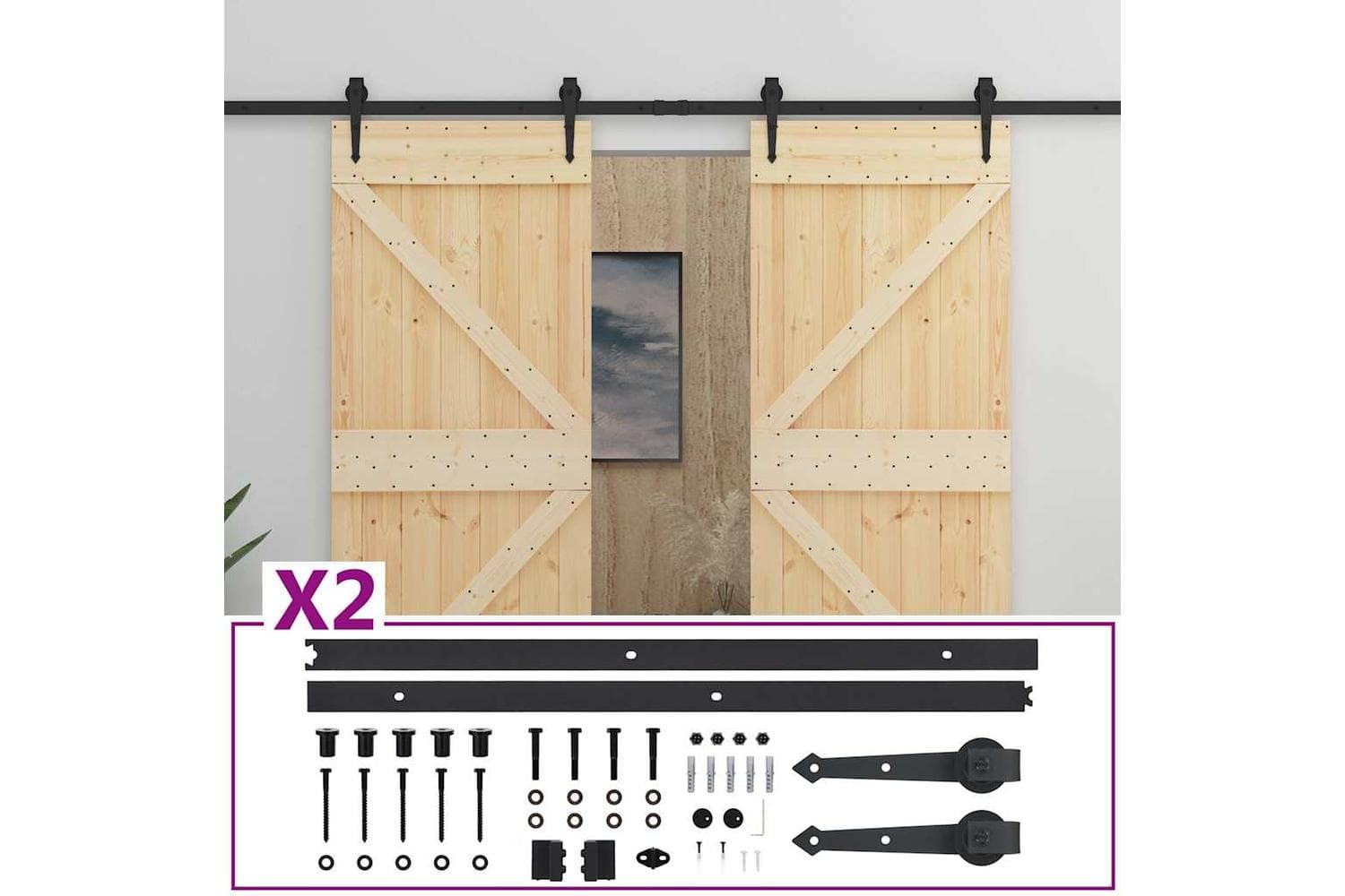 vidaXL Sliding Door With Hardware Set