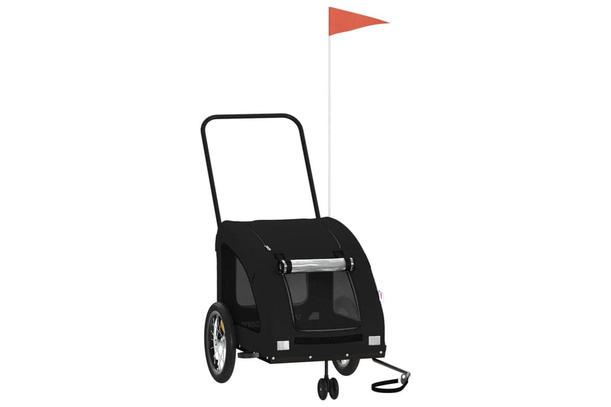 Vidaxl Pet Bike Trailer Black Oxford Fabric And Iron