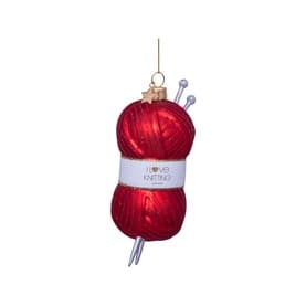 Knitting Yarn & Needles Glass Tree Decoration