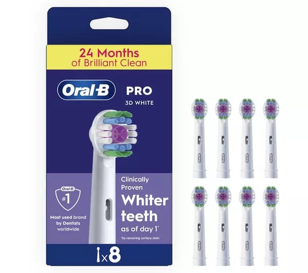 ORAL-B Pro 3D White Replacement Toothbrush Head – Pack of 8