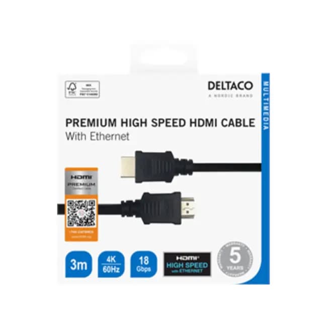Deltaco Premium High Speed HDMI Cable | 4K UHD | 3m | HDMI1030R