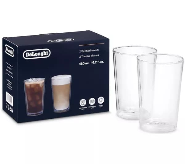 DELONGHI DLSC319 Double Wall Thermal Glasses - 480 ml, Set of 2