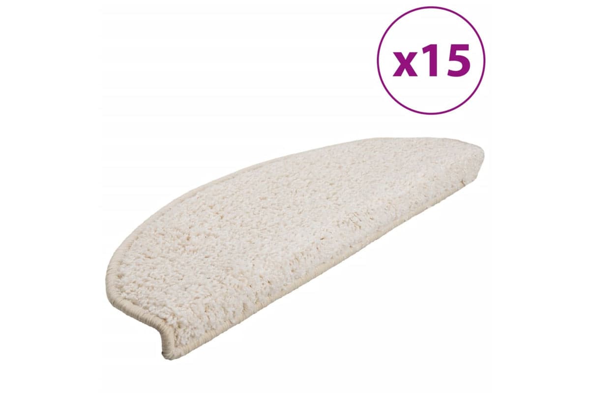 vidaXL 133906 Carpet Stair Treads 15 Pcs White 65x21x4cm