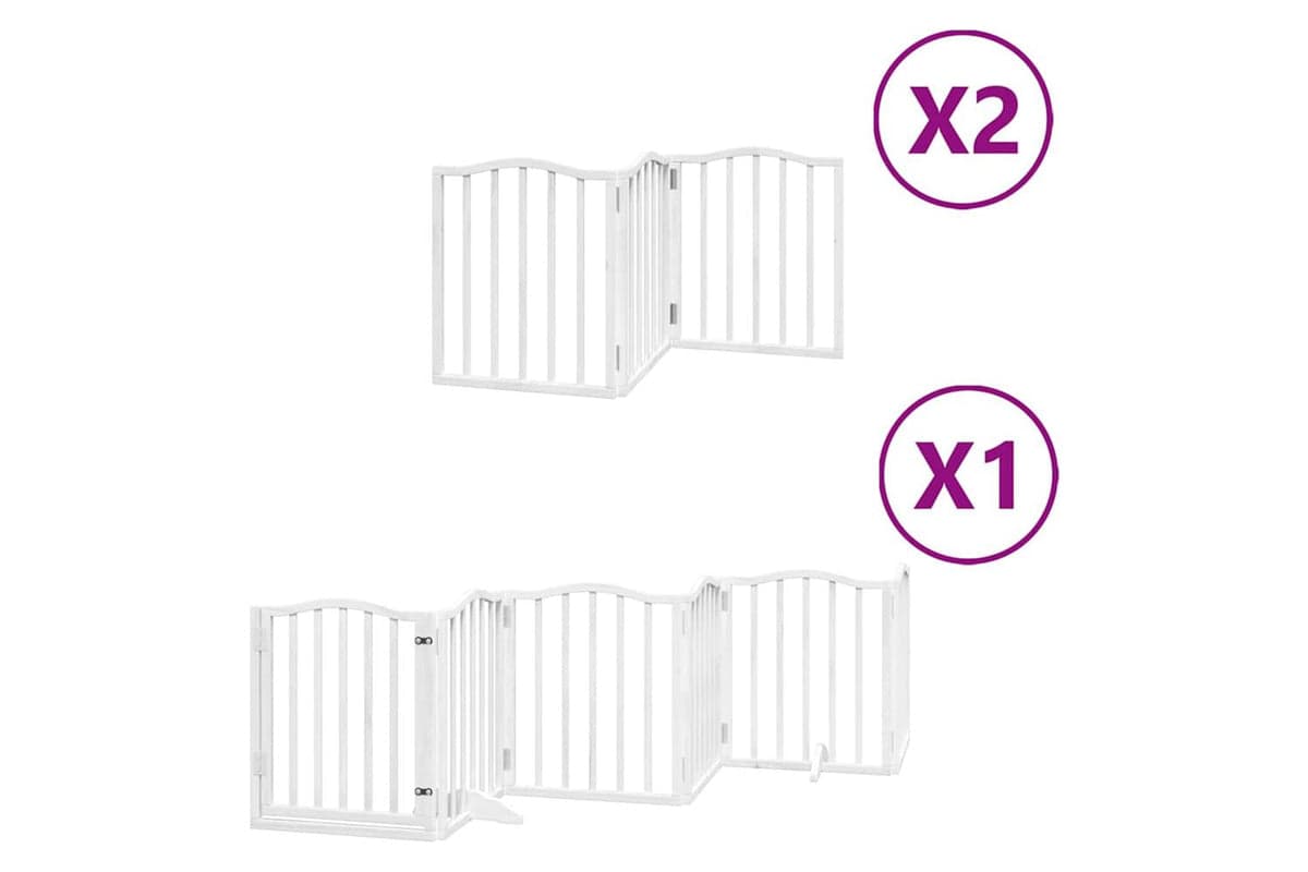 Vidaxl Dog Gate With Door Foldable 12 Panels White 600 Cm Poplar Wood