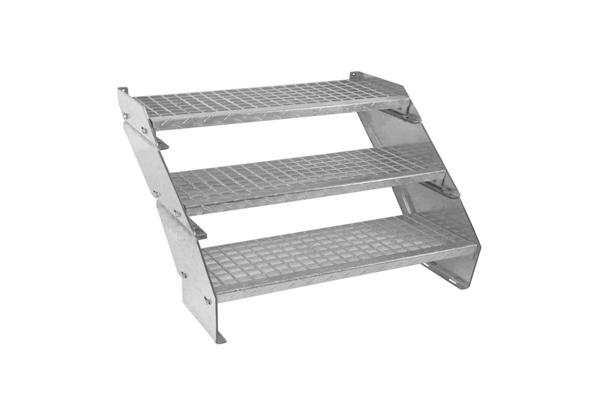 Monstershop Adjustable 3 Section Galvanised Staircase | Silver