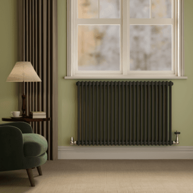 Reggio Midnight Black Horizontal Double Column Radiator 800x1190mm 5361 BTU - Cast Iron Style