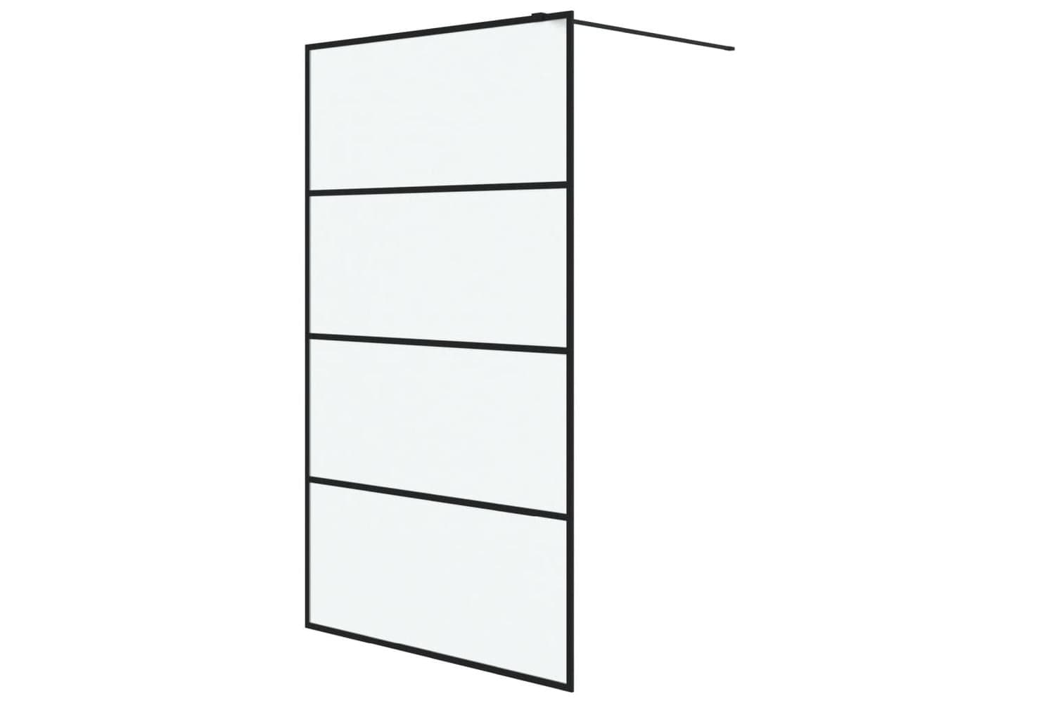 vidaXL 152133 Walk-in Shower Wall Black 115x195cm Frosted Esg Glass