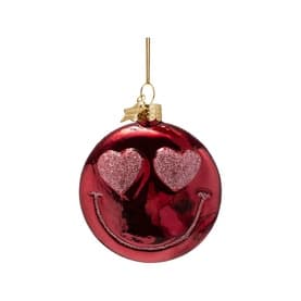 Smiley Heart Eyes Glass Tree Decoration 8cm