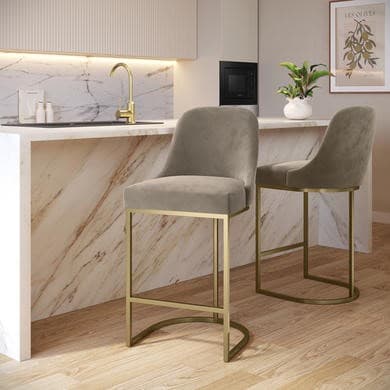Callie Mink Velvet Stool and Chair
