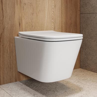 Wall Hung Rimless Toilet with Tornado Flush and Soft Close Seat - Albi