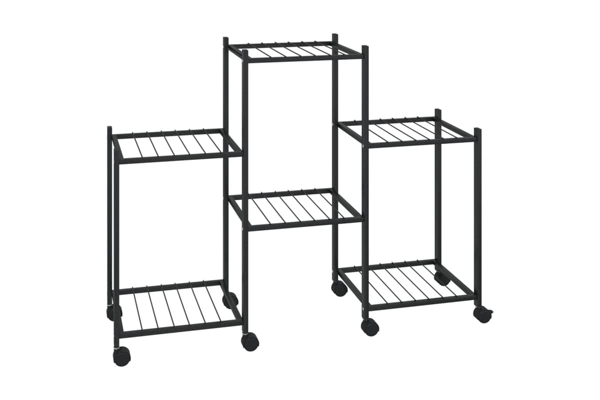 vidaXL 343126 Flower Stand With Wheels 83x25x63.5cm Black Iron
