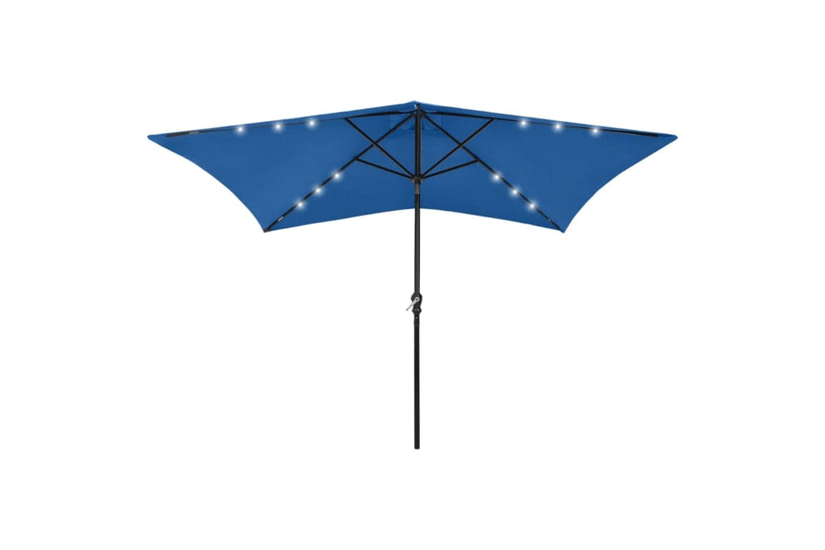 Vidaxl 313793 Parasol With Leds And Steel Pole Azure Blue 2x3 M